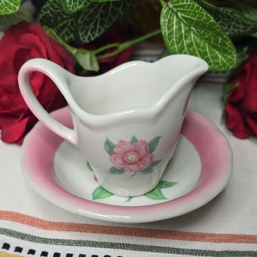 Charming Shenango Floral Creamer and Saucer Set